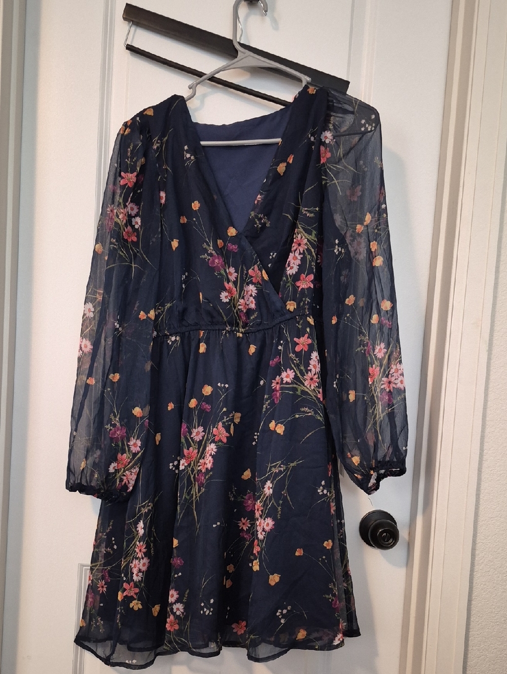 Cupshe Blue V-Neck Bishop Sleeve Sundress